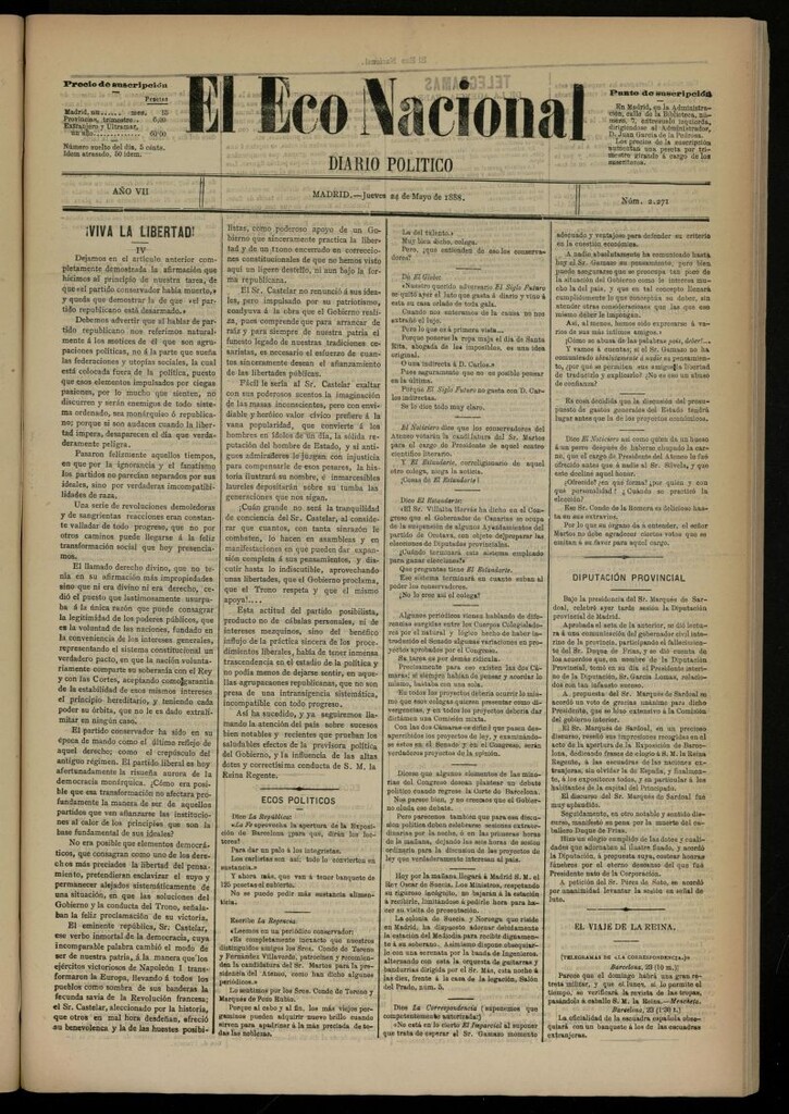 Miniatura de El Eco Nacional de 24 de mayo de 1888, nº 2271