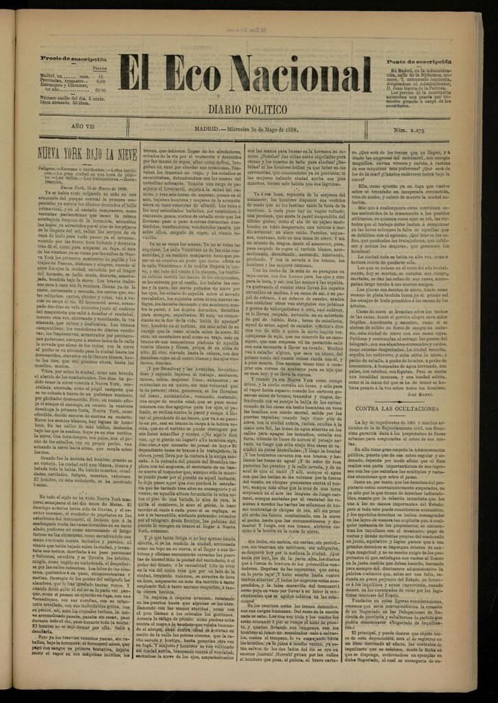 Miniatura de El Eco Nacional de 30 de mayo de 1888, nº 2275