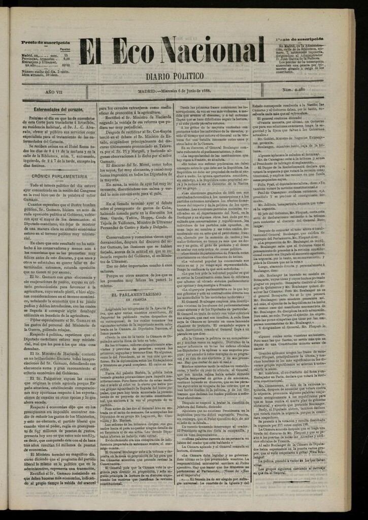 Miniatura de El Eco Nacional de 6 de junio de 1888, nº 2280