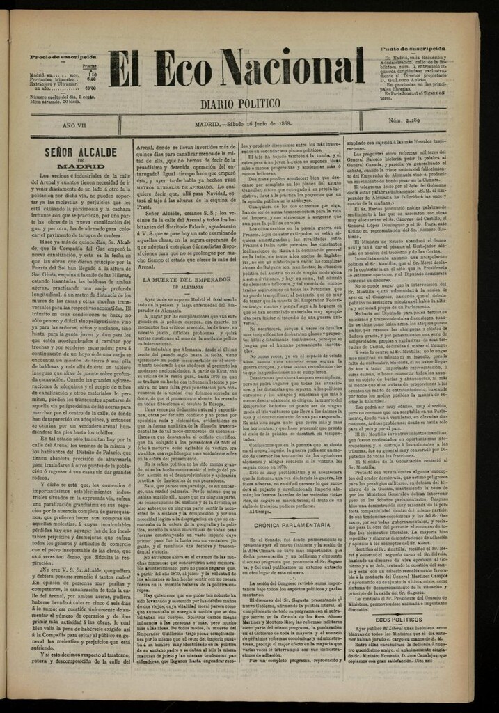 Miniatura de El Eco Nacional de 16 de junio de 1888, nº 2289