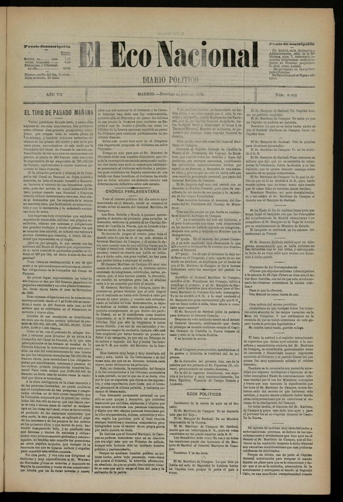Miniatura de El Eco Nacional de 24 de junio de 1888, nº 2295