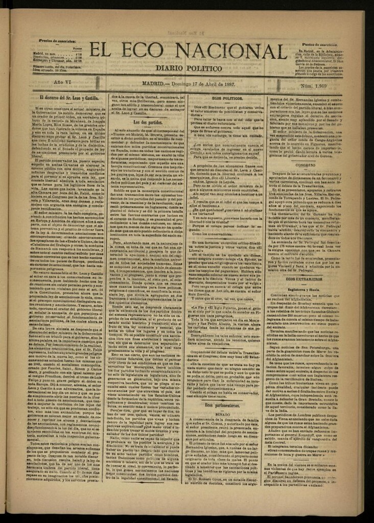 Miniatura de El Eco Nacional de 17 de abril de 1877, nº 1959