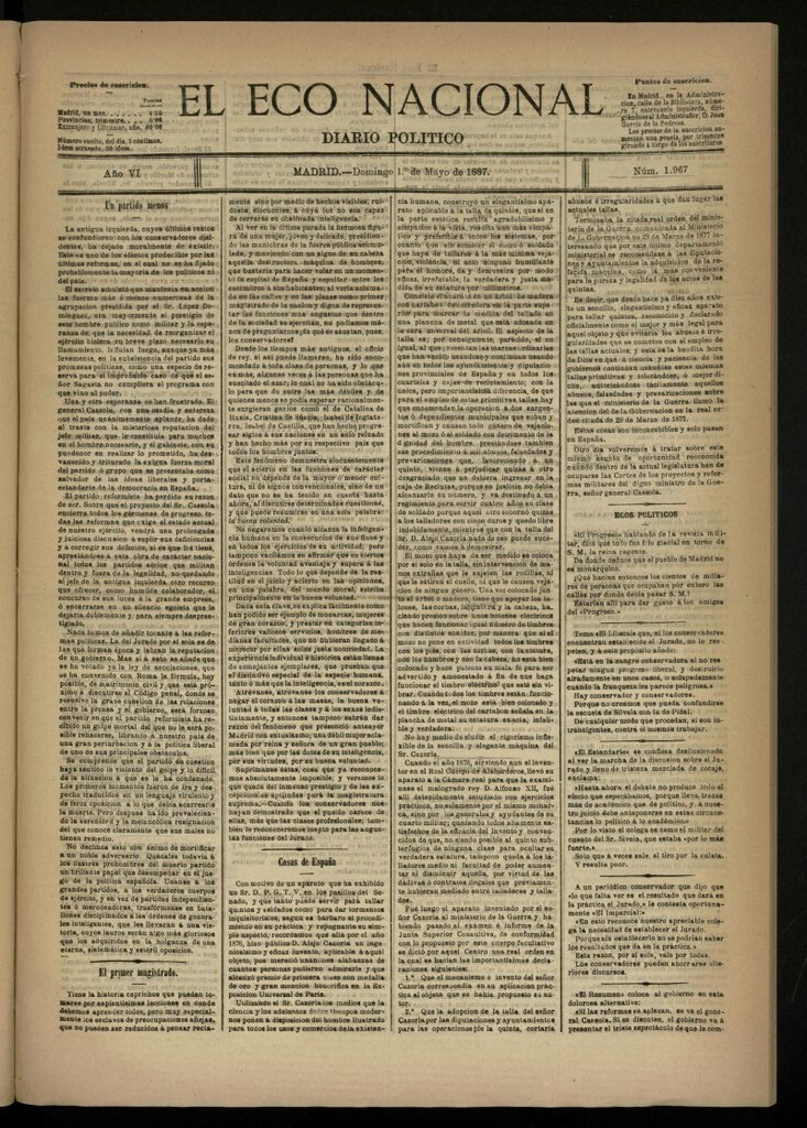 Miniatura de El Eco Nacional de 1 de mayo de 1887, nº 1967