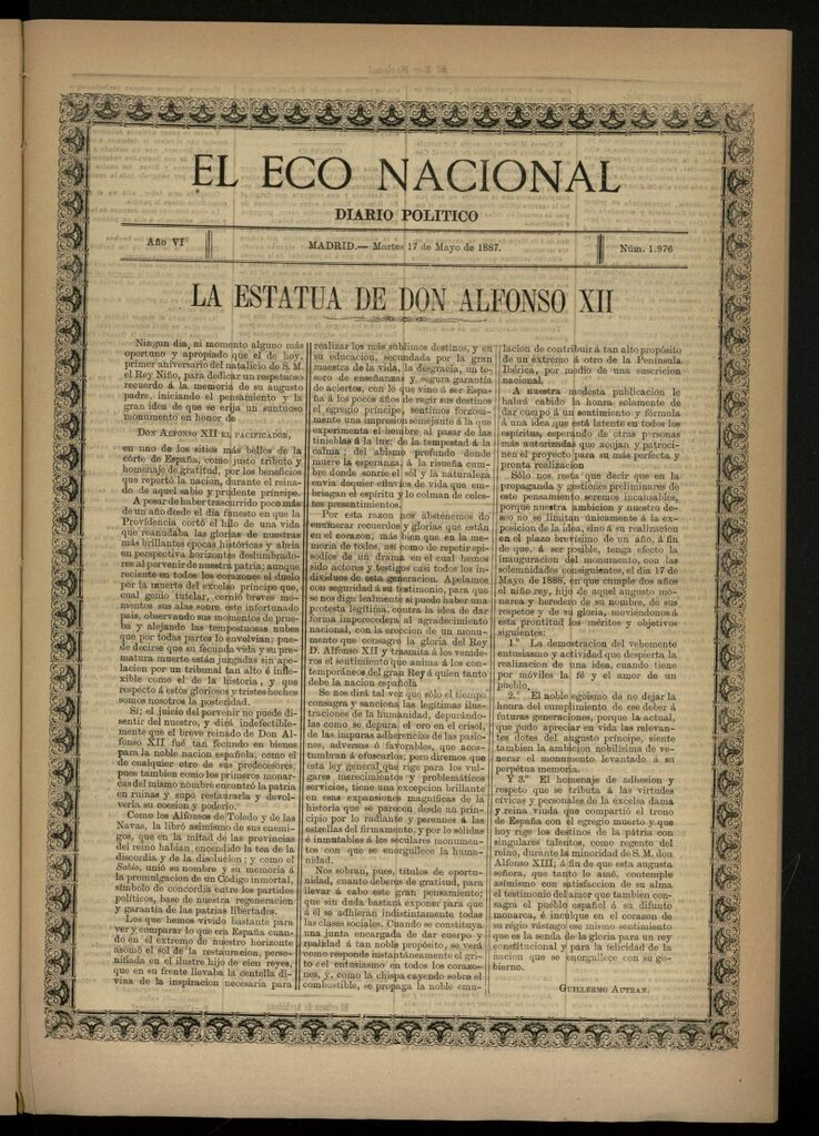 Miniatura de El Eco Nacional de 17 de mayo de 1887, nº 1976