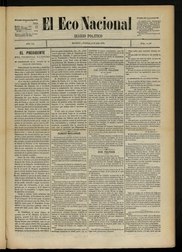 Miniatura de El Eco Nacional de 15 de julio de 1888, nº 2308