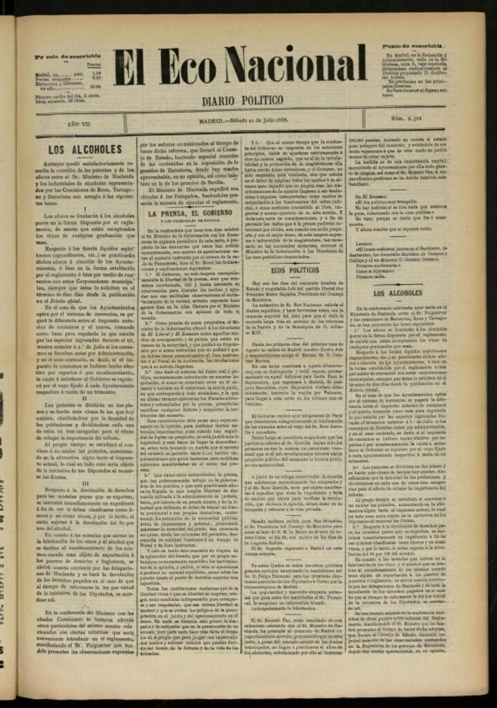 Miniatura de El Eco Nacional de 21 de julio de 1888, nº 2312