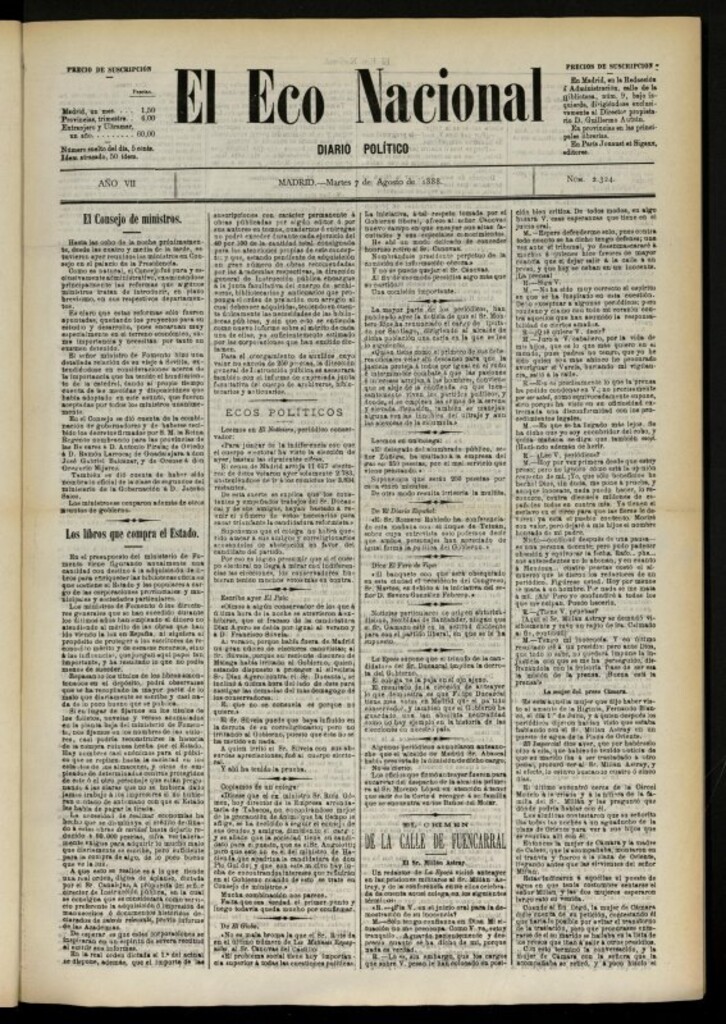 Miniatura de El Eco Nacional de 7 de agosto de 1888, nº 2324