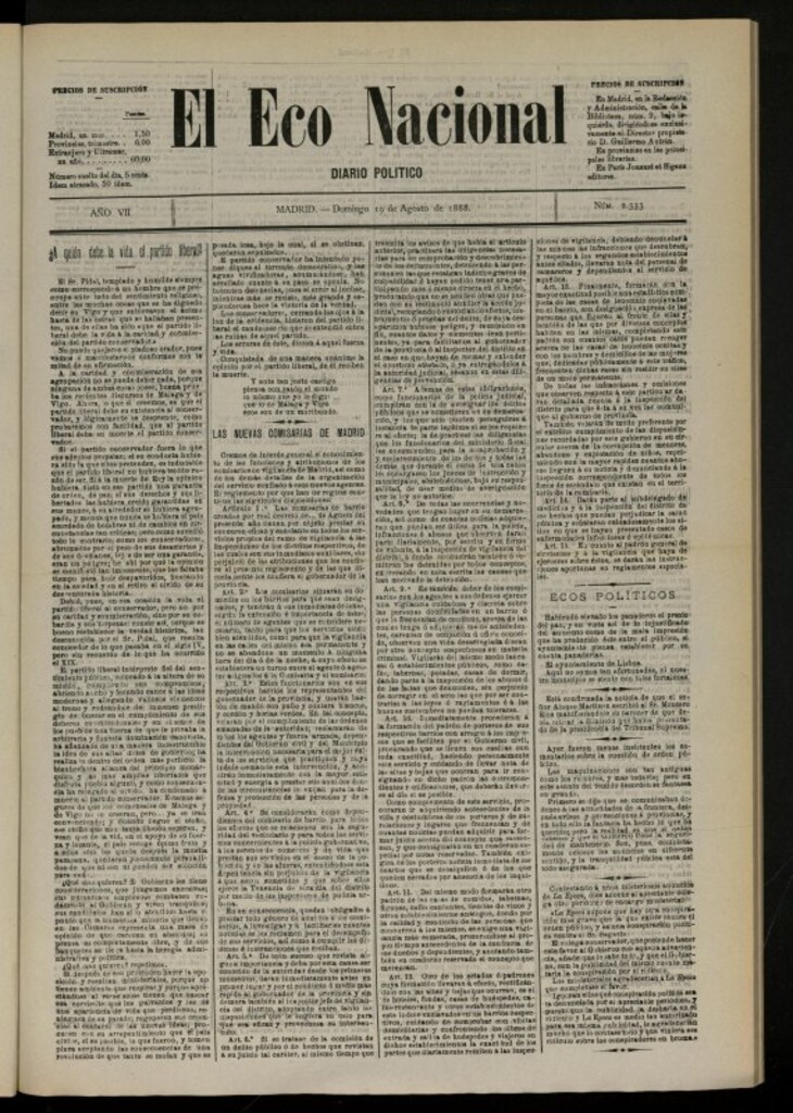 Miniatura de El Eco Nacional de 19 de agosto de 1888, nº 2333