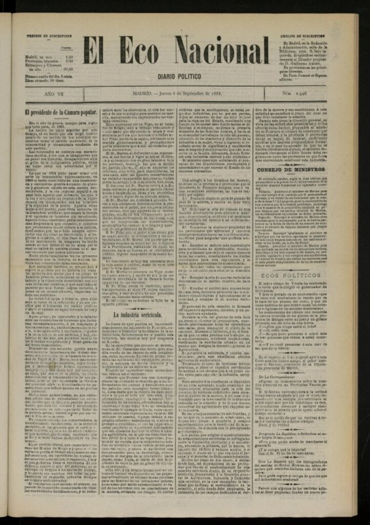 Miniatura de El Eco Nacional de 6 de septiembre de 1888, nº 2346