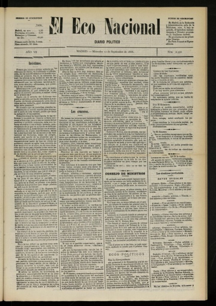 Miniatura de El Eco Nacional de 12 de septiembre de 1888, nº 2350