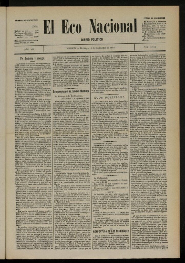 Miniatura de El Eco Nacional de 16 de septiembre de 1888,nº 2353