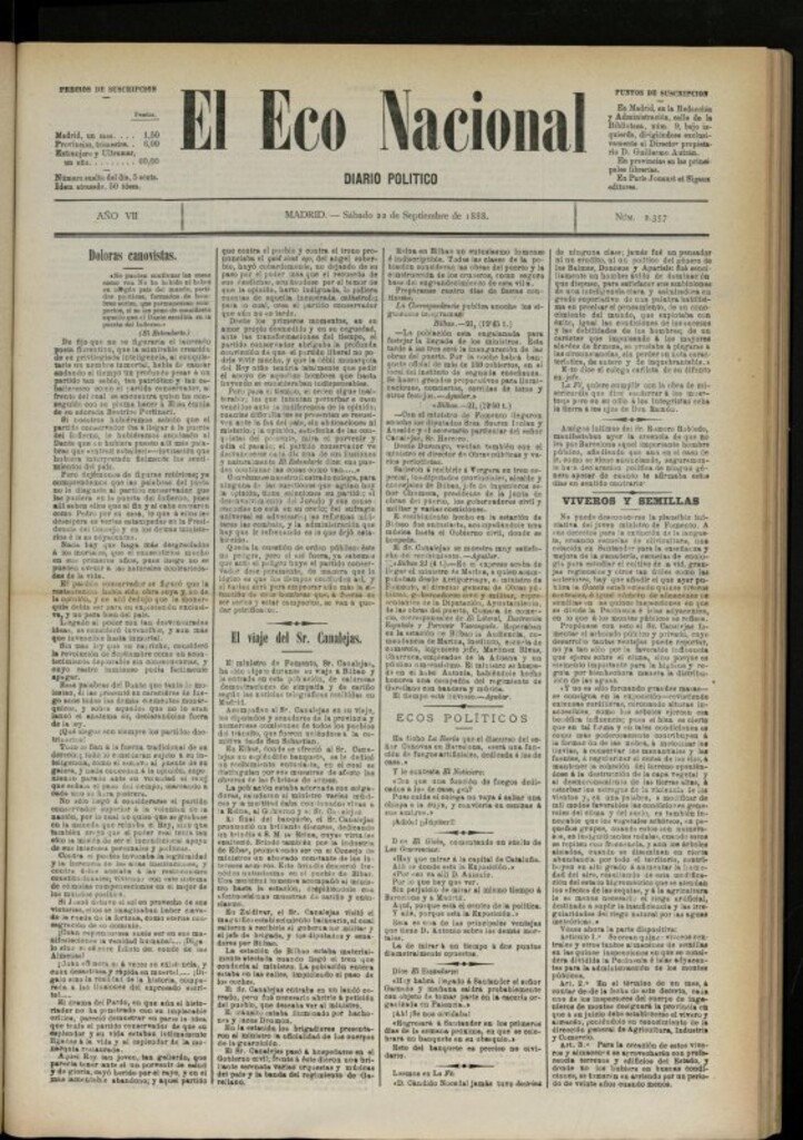 Miniatura de El Eco Nacional de 22 de septiembre de 1888, nº 2357