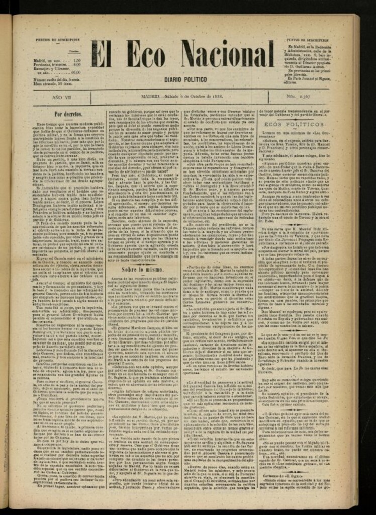 Miniatura de El Eco Nacional de 6 de octubre de 1888, nº 2367