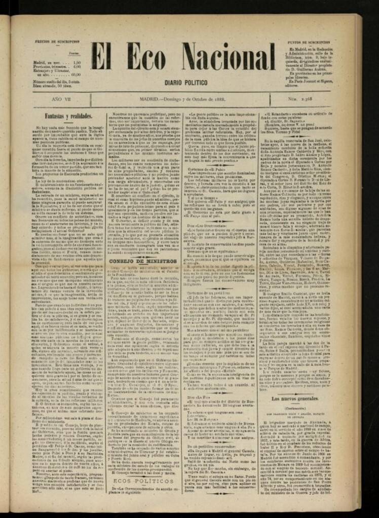 Miniatura de El Eco Nacional de 7 de octubre de 1888, nº 2368