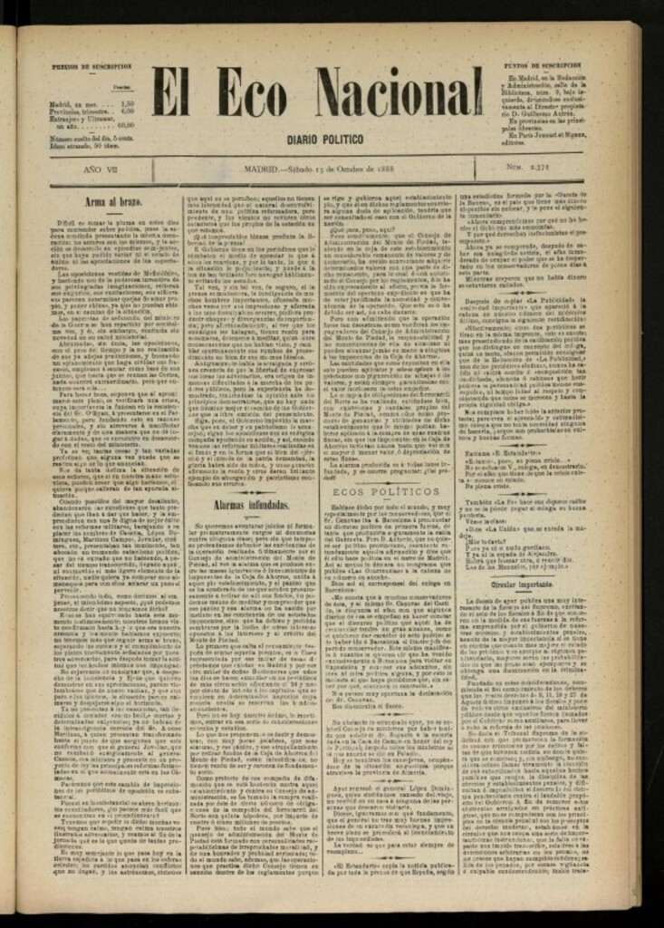 Miniatura de El Eco Nacional de 13 de octubre de 1888, nº 2372
