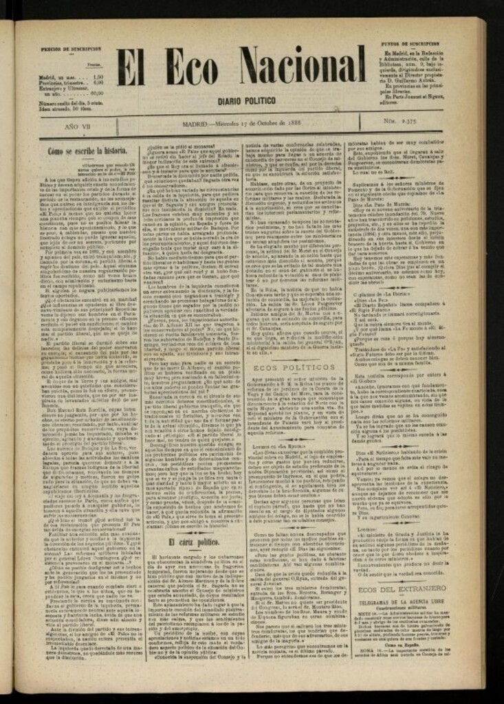 Miniatura de El Eco Nacional de 17 de octubre de 1888, nº 2375