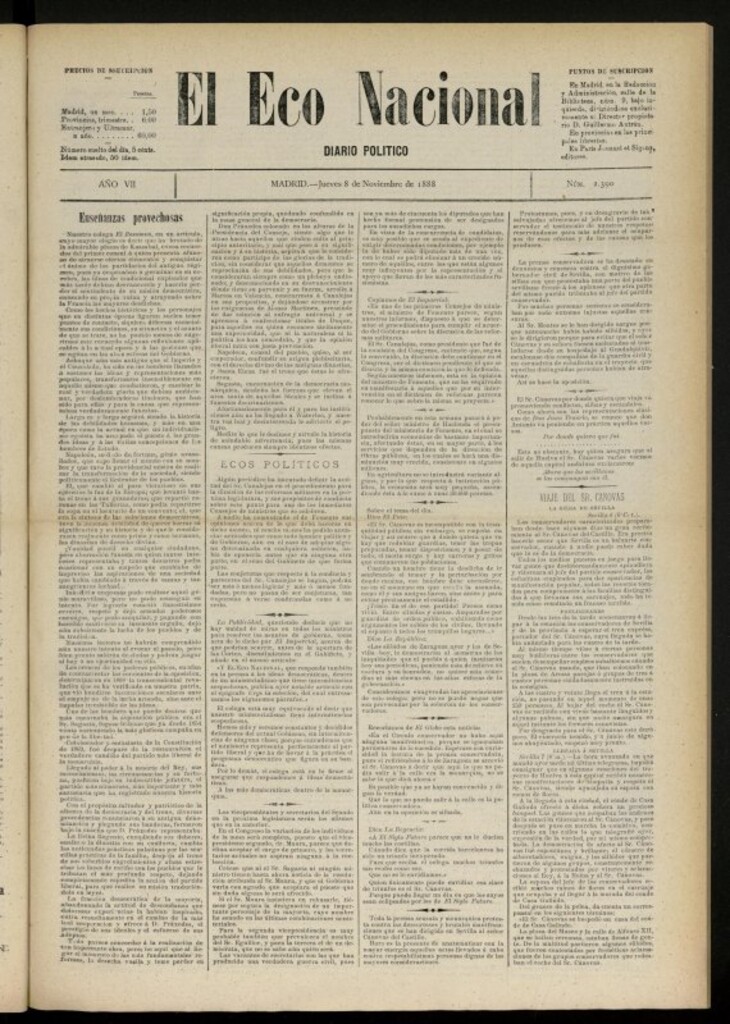 Miniatura de El Eco Nacional de 8 de noviembre de 1888, nº 2390