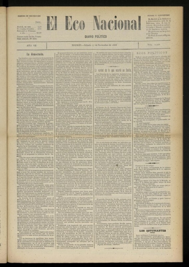 Miniatura de El Eco Nacional de 17 de noviembre de 1888, nº 2396