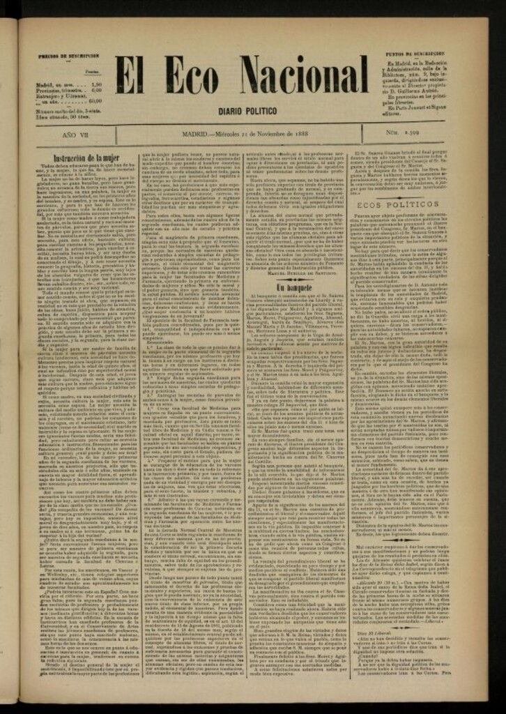 Miniatura de El Eco Nacional de 21 de noviembre de 1888, nº 2399