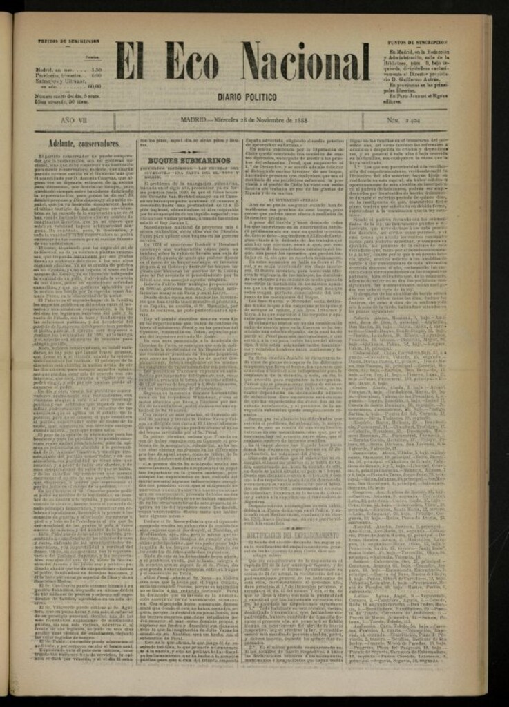 Miniatura de El Eco Nacional de 28 de noviembre de 1888, nº 2404