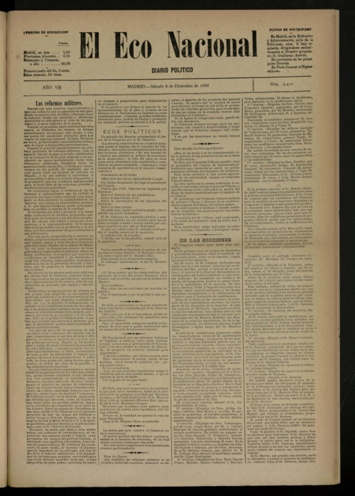 Miniatura de El Eco Nacional de 8 de diciembre de 1888, nº 2411