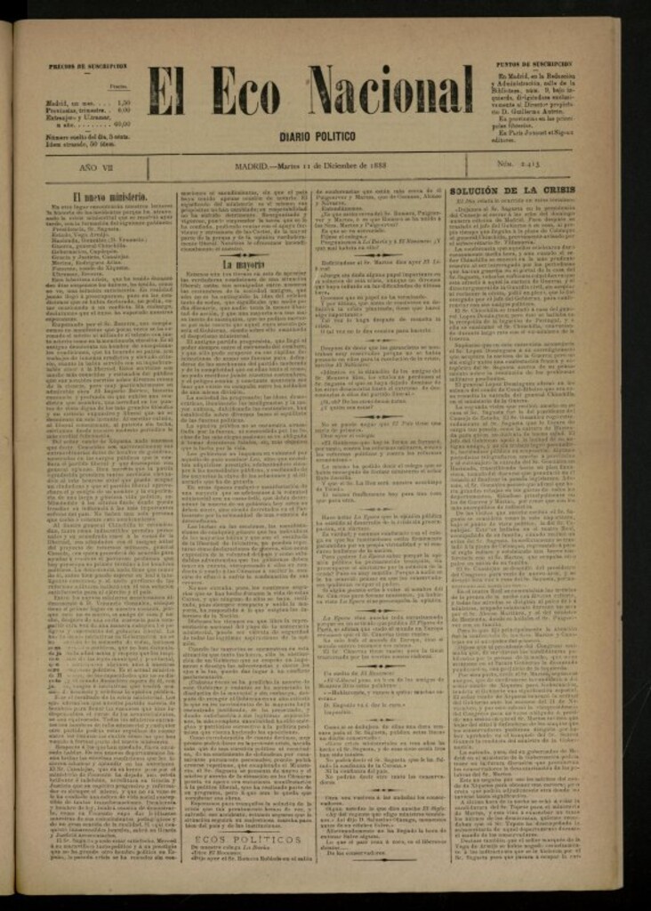 Miniatura de El Eco Nacional de 11 de diciembre de 1888, nº 2413