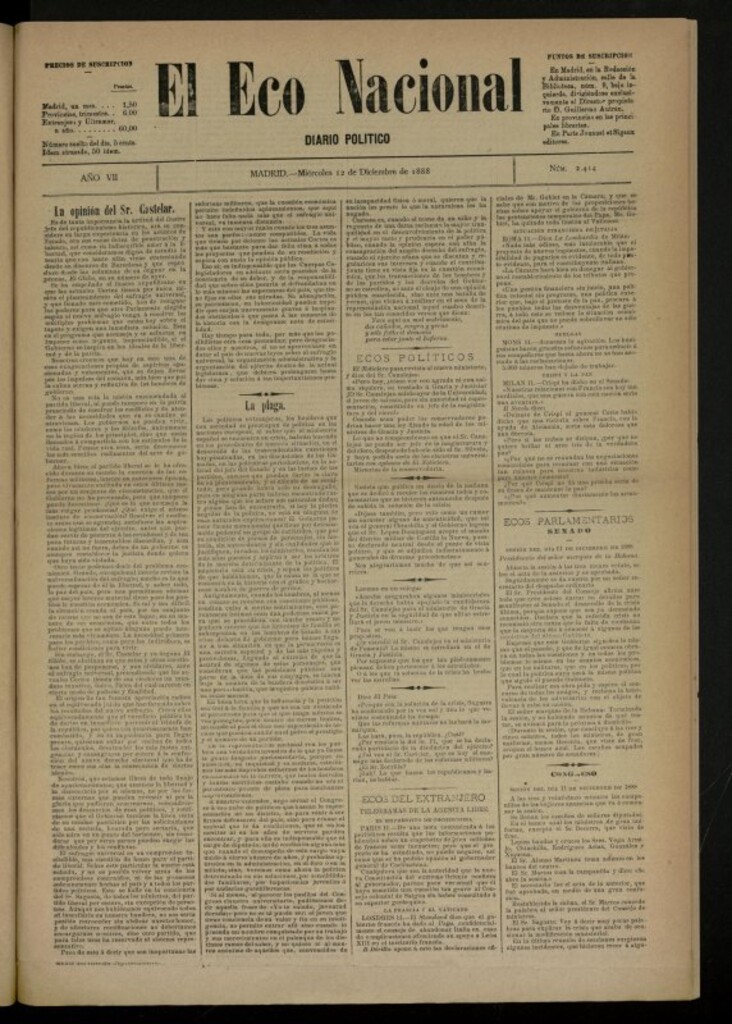 Miniatura de El Eco Nacional de 12 de diciembre de 1888, nº 2414