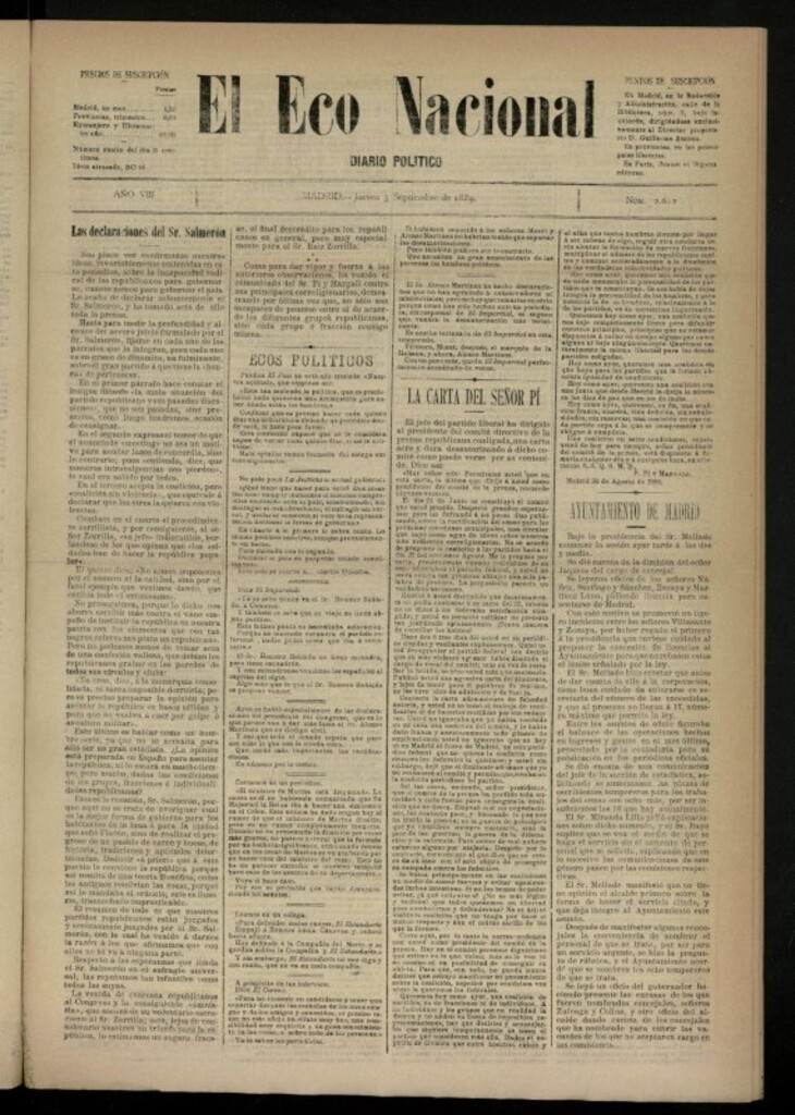 Miniatura de El Eco Nacional de 5 de septiembre de 1889, nº 2612