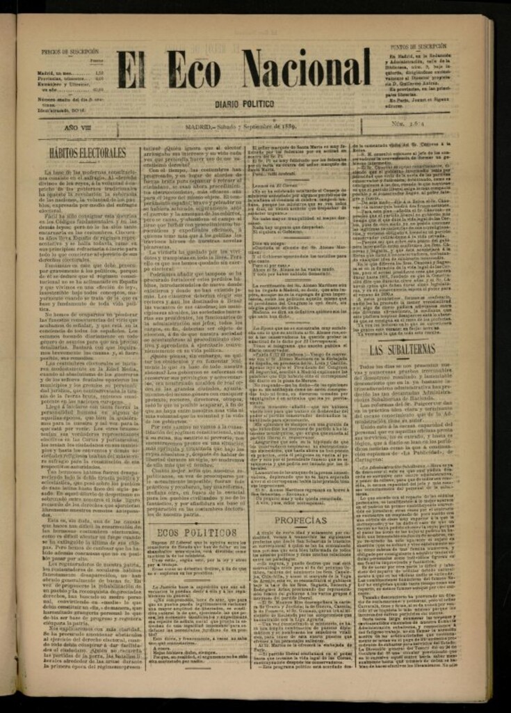 Miniatura de El Eco Nacional de 7 de septiembre de 1889, nº 2614