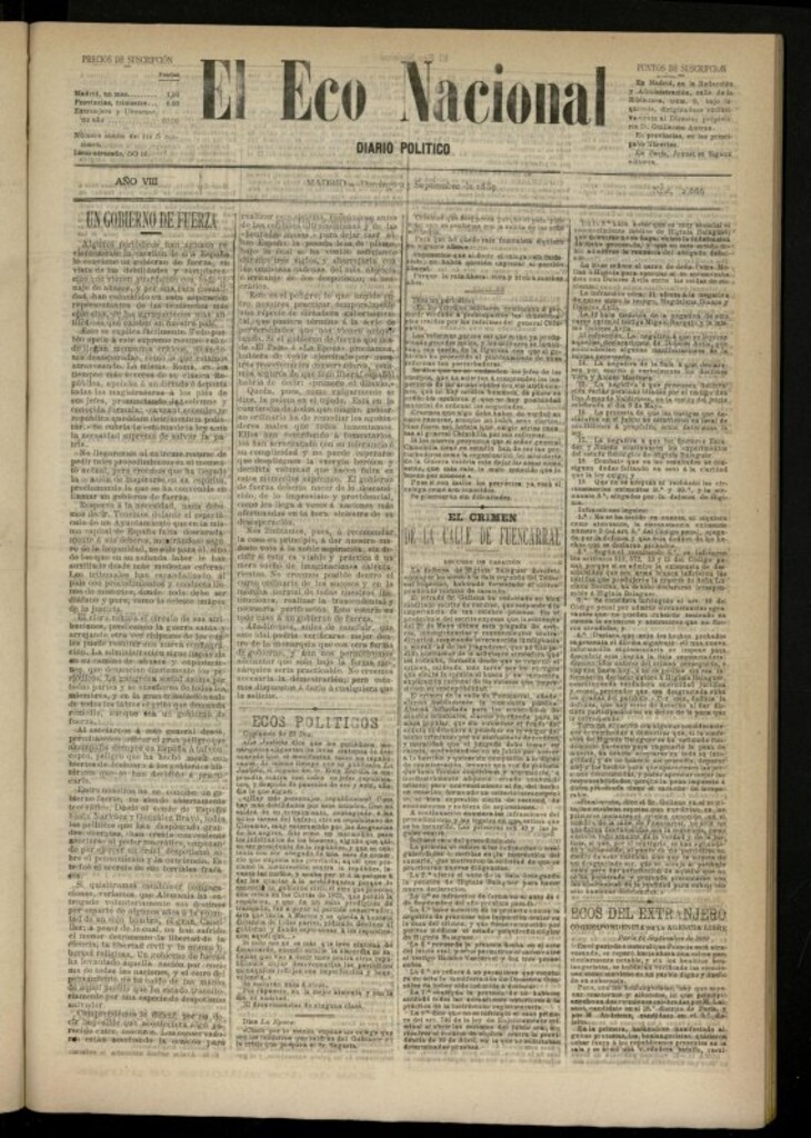 Miniatura de El Eco Nacional de 15 de septiembre de 1889, nº 2666