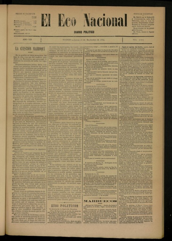 Miniatura de El Eco Nacional de 26 de septiembre de 1889, nº 2675