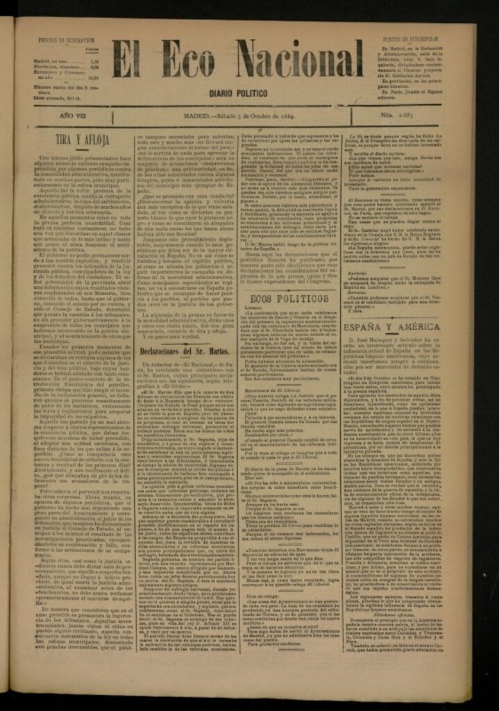 Miniatura de El Eco Nacional de 5 de octubre de 1889, nº 2683