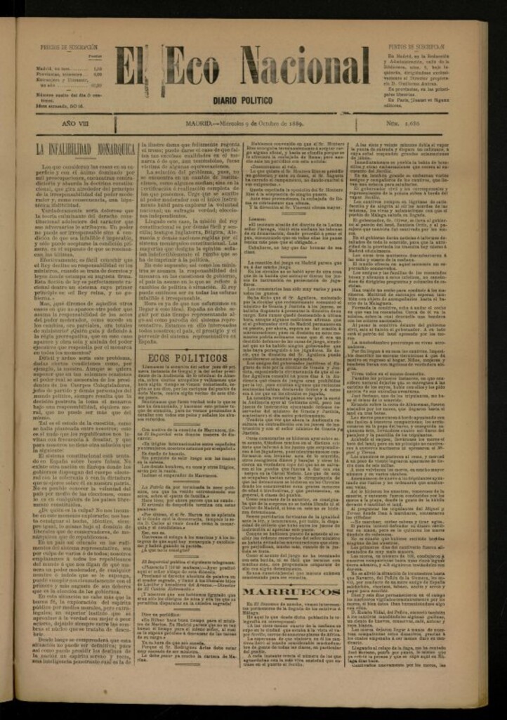 Miniatura de El Eco Nacional de 9 de octubre de 1889, nº 2686