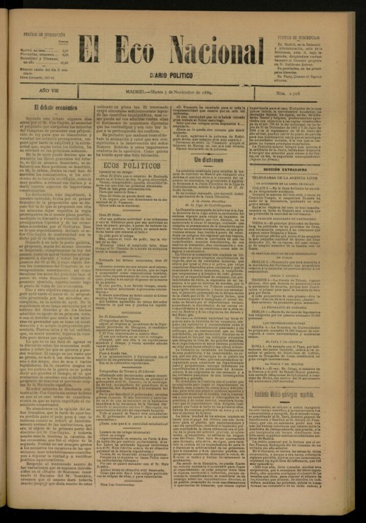 Miniatura de El Eco Nacional de 5 de noviembre de 1889, nº 2708