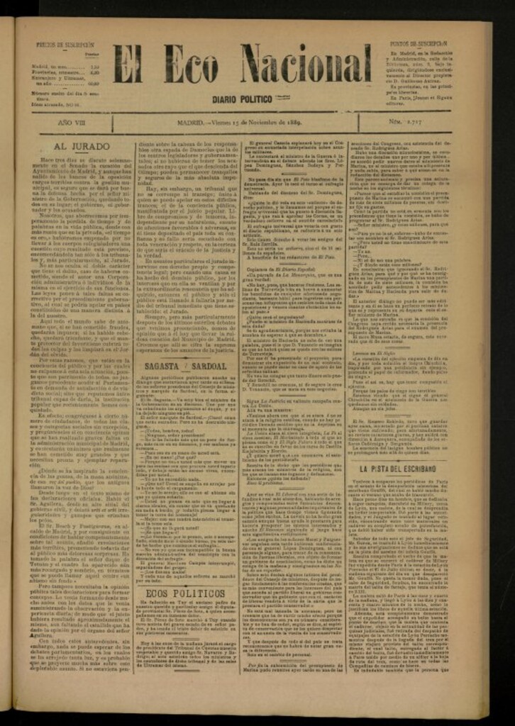 Miniatura de El Eco Nacional de 15 de noviembre de 1889, nº 2717