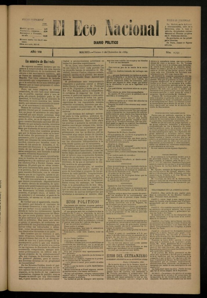 Miniatura de El Eco Nacional de 6 de diciembre de 1889, nº 2735