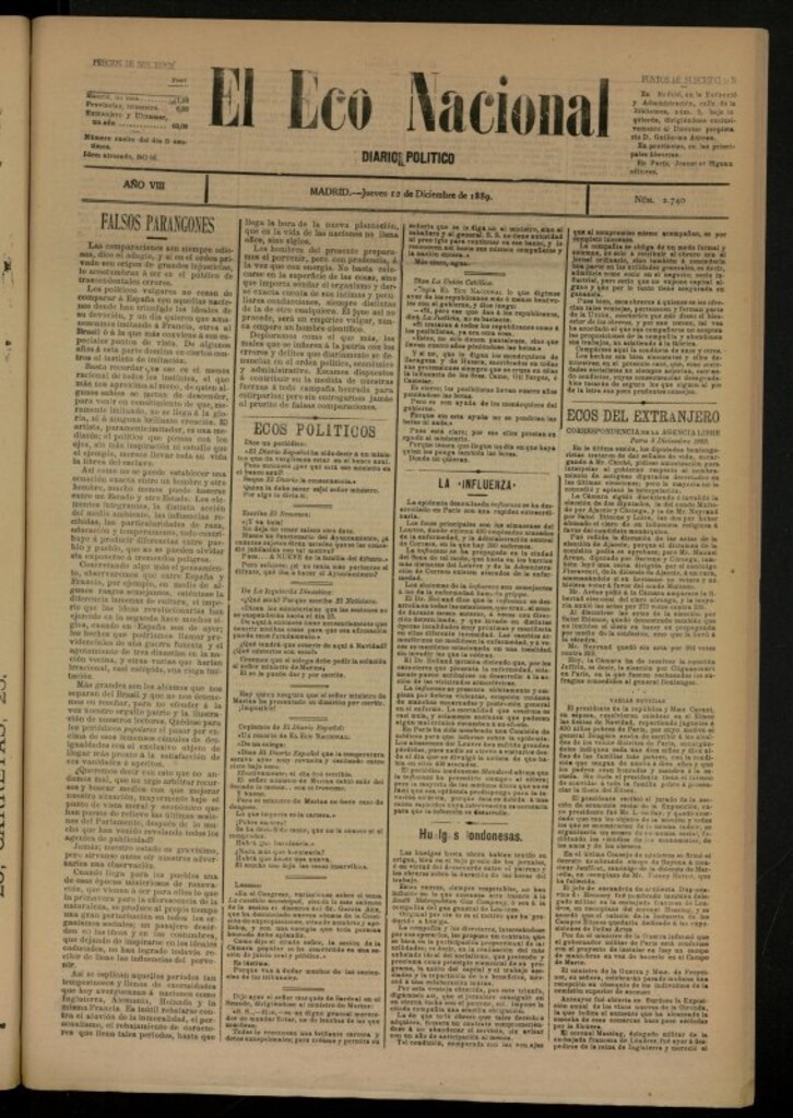 Miniatura de El Eco Nacional de 12 de diciembre de 1889, nº 2740