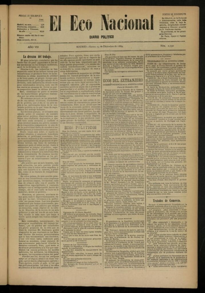Miniatura de El Eco Nacional de 24 de diciembre de 1889, nº 2750
