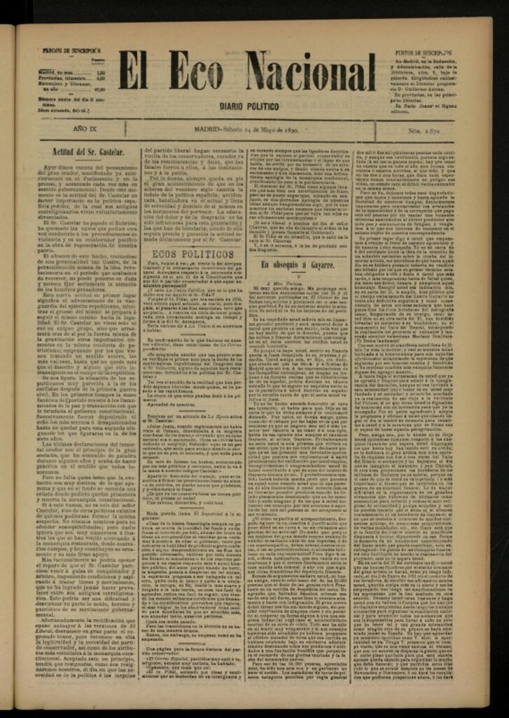 Miniatura de El Eco Nacional de 24 de mayo de 1890, nº 2870