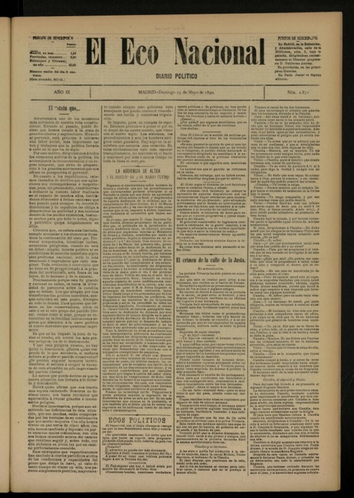 Miniatura de El Eco Nacional de 25 de mayo de 1890, nº 2871