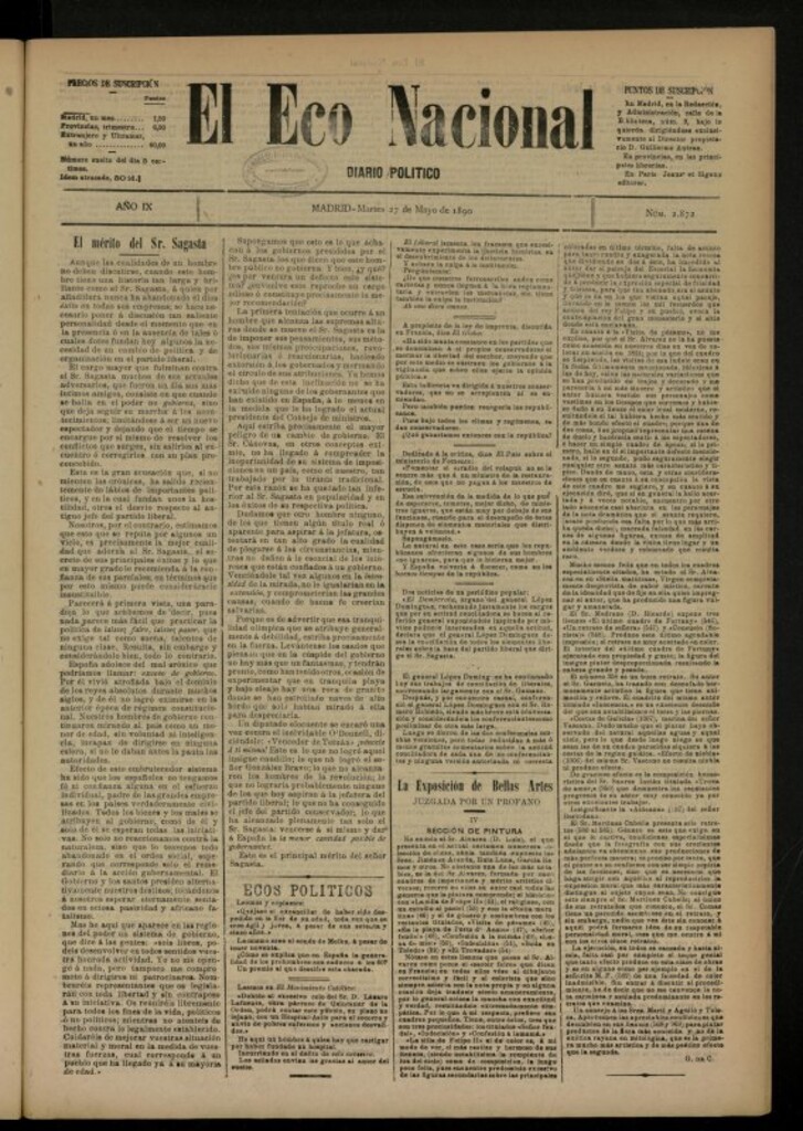 Miniatura de El Eco Nacional de 27 de mayo de 1890, nº 2872