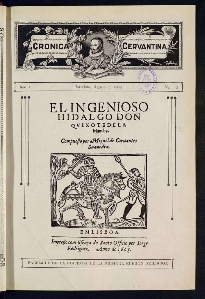 Miniatura de Crónica cervantina de agosto de 1930. Nº 2