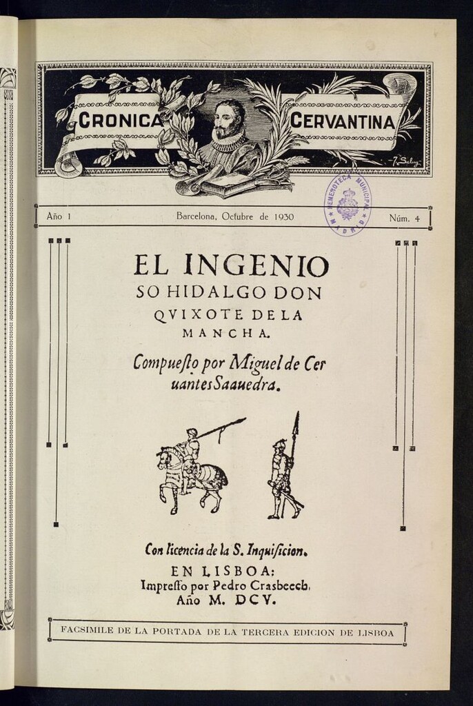 Miniatura de Crónica cervantina de octubre de 1930. Nº 4