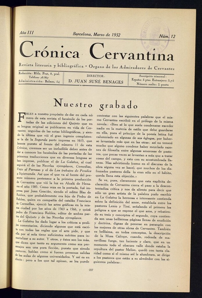 Miniatura de Crónica cervantina de marzo de 1932. Nº 12