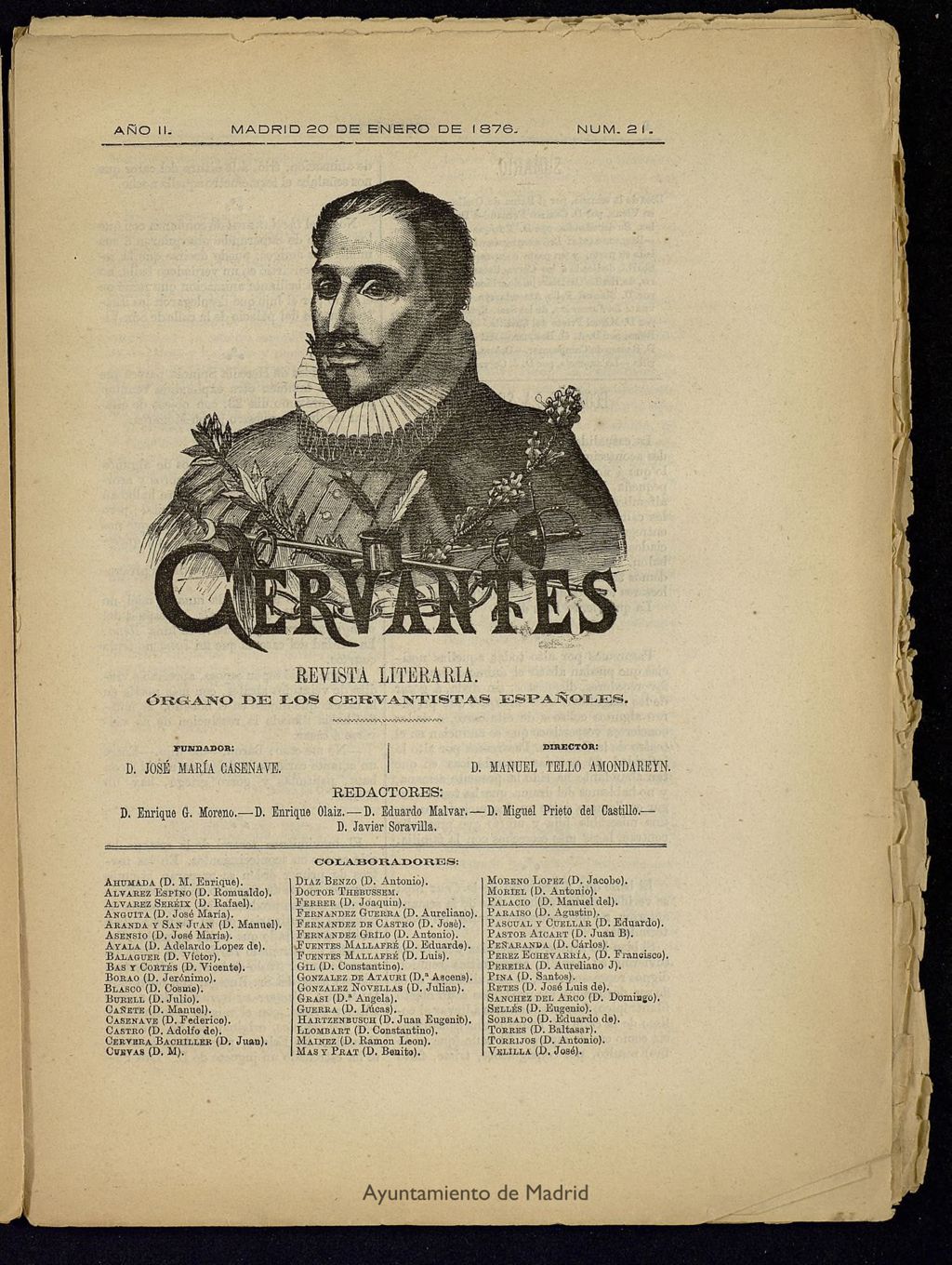 Miniatura de Cervantes : revista literaria de 20 de enero de 1876, nº 21