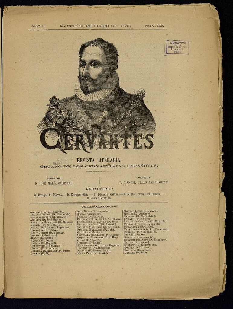 Miniatura de Cervantes : revista literaria de 30 de enero de 1876, nº 22