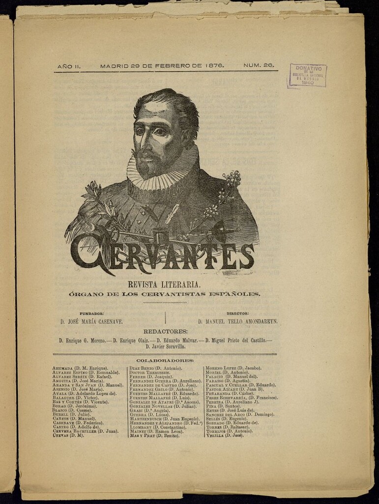 Miniatura de Cervantes : revista literaria de 29 de febrero de 1876, nº 26