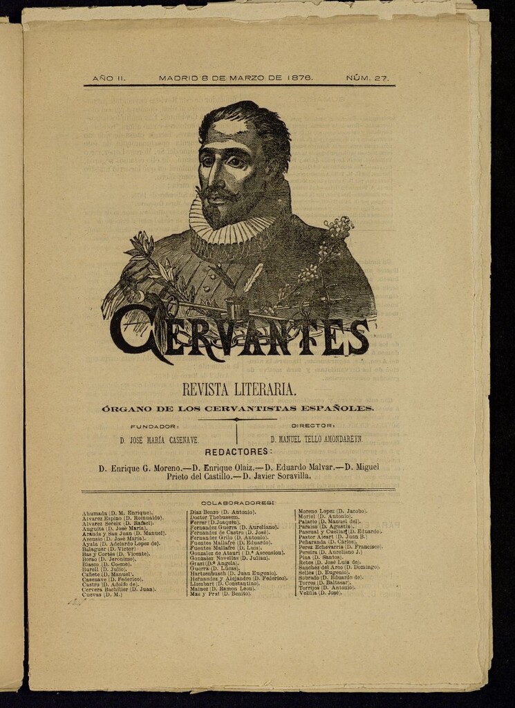 Miniatura de Cervantes : revista literaria de 8 de marzo de 1876, nº 27