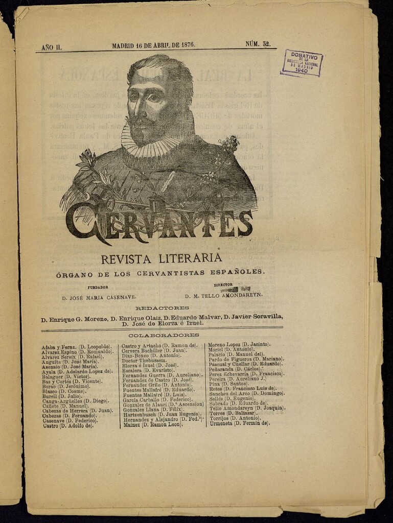 Miniatura de Cervantes : revista literaria de 16 de abril de 1876, nº 32