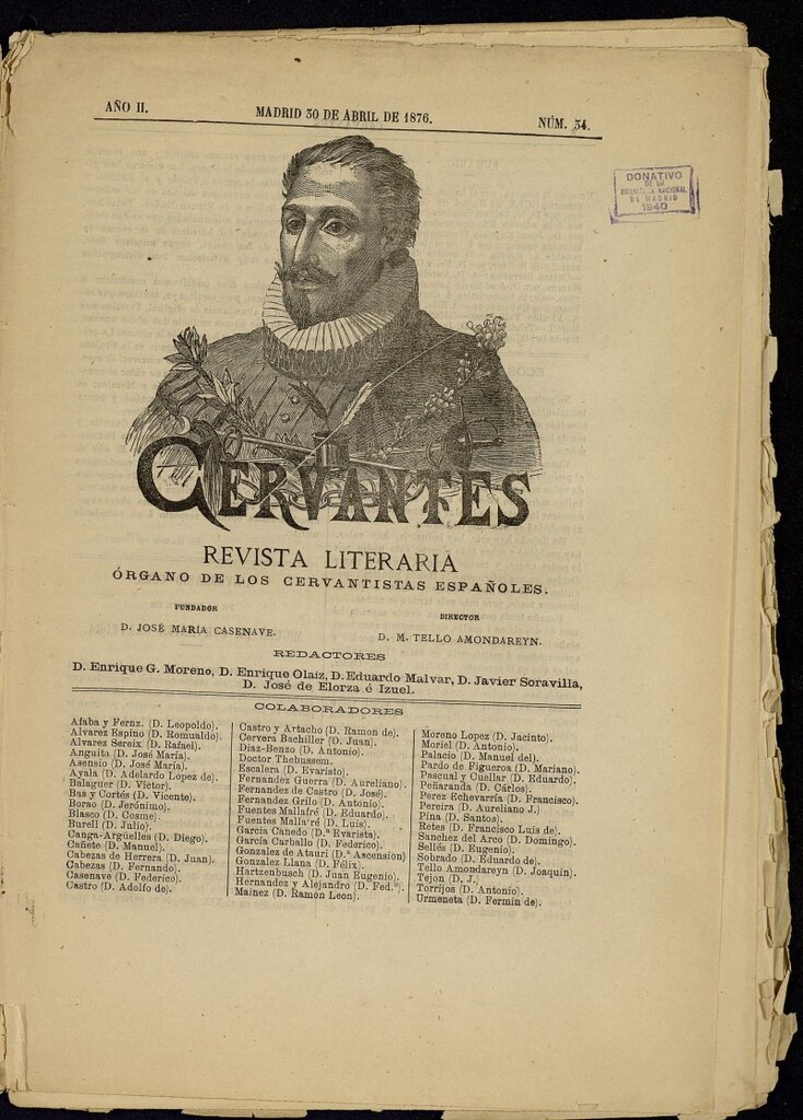 Miniatura de Cervantes : revista literaria de 30 de abril de 1876, nº 34